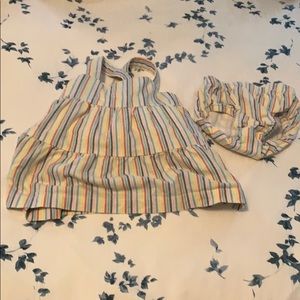 Hanna Andersson Muted Rainbow Dress & bloomers